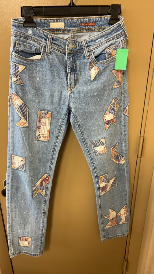 Pilcro Jeans 25 in Waist Light Blue with multicolored patches