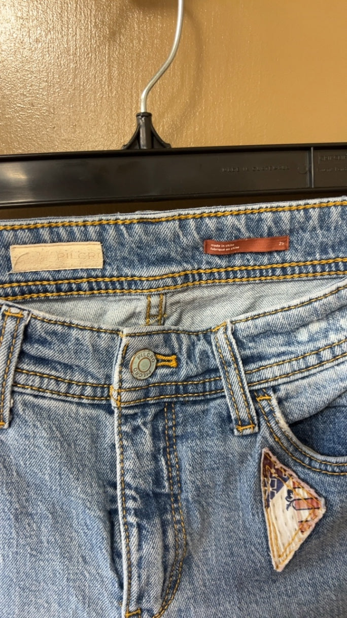 Pilcro Jeans 25 in Waist Light Blue with multicolored patches