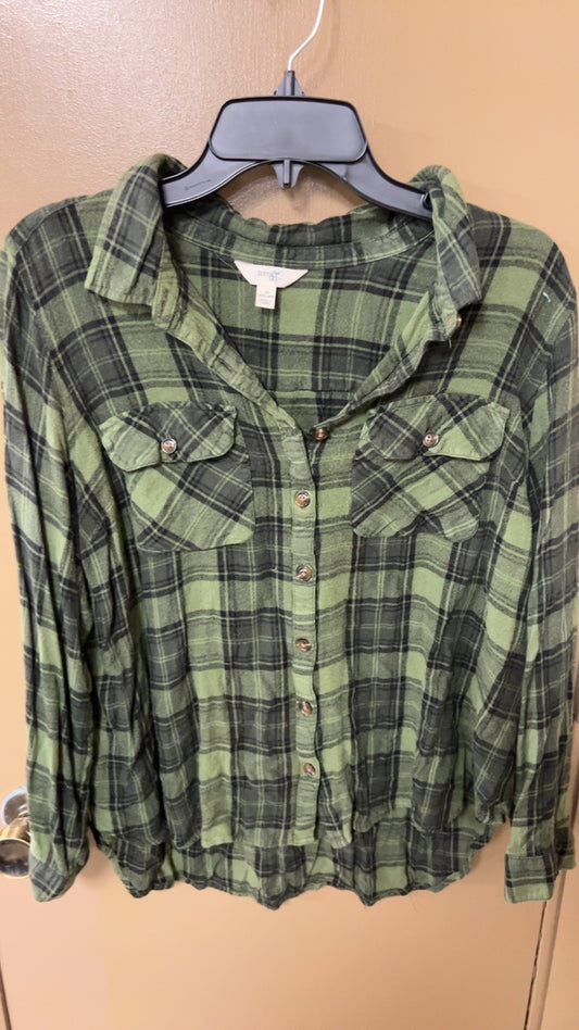 Shirt 1x Green and black plaid