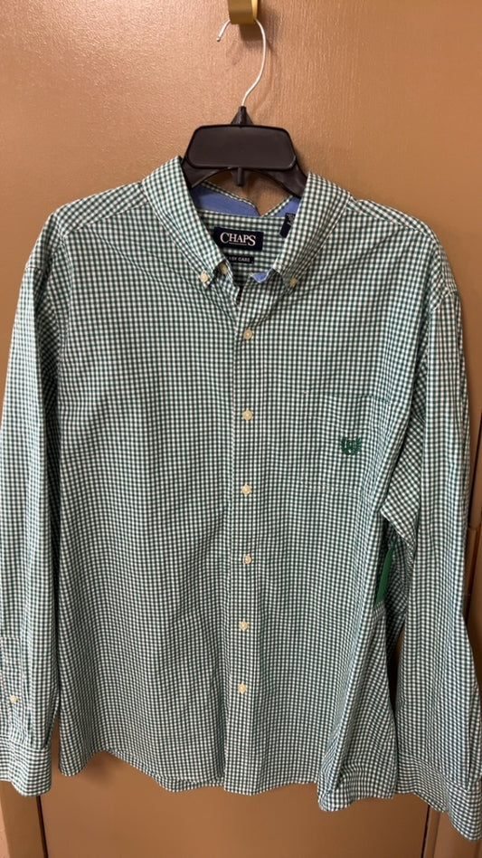 Chaps Shirt MENS XL Green and white checkered
