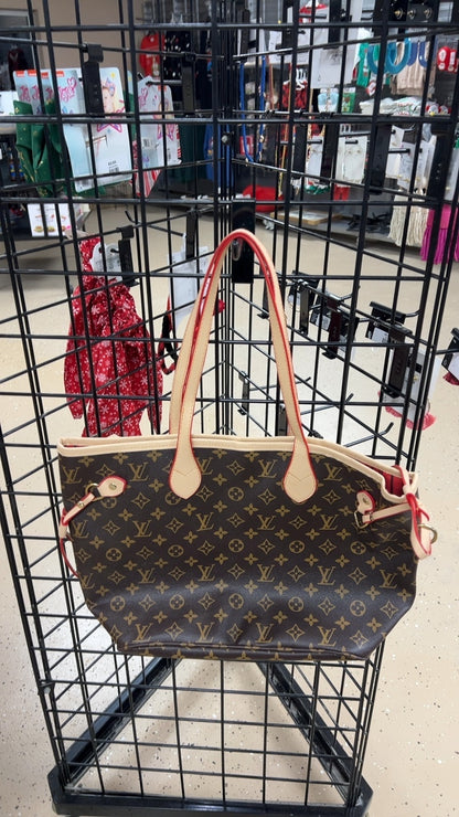 Louis Vuitton DUPE Bag Brown with beige and red accents