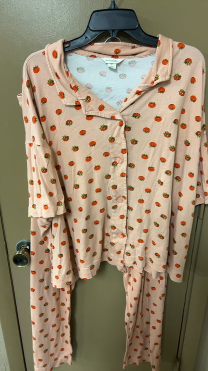 Vera Bradley Pajama Set 3x Peach with orange and green print