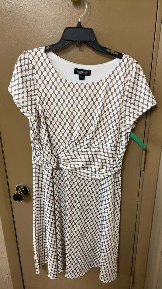 Perceptions Dress Large Beige and White