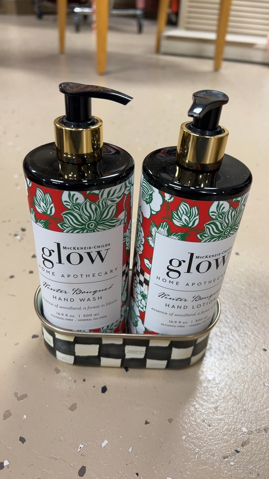 Mackenzie-Childs Skincare Set Red, White, Green, Black, Gold