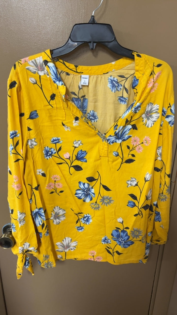Floral Yellow Blouse XL