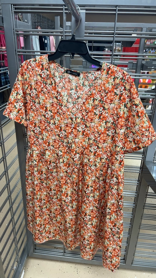Orange floral Dress Large