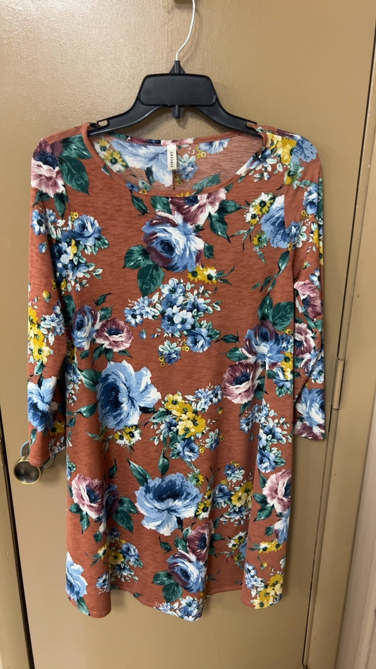 Orange floral Dress Small