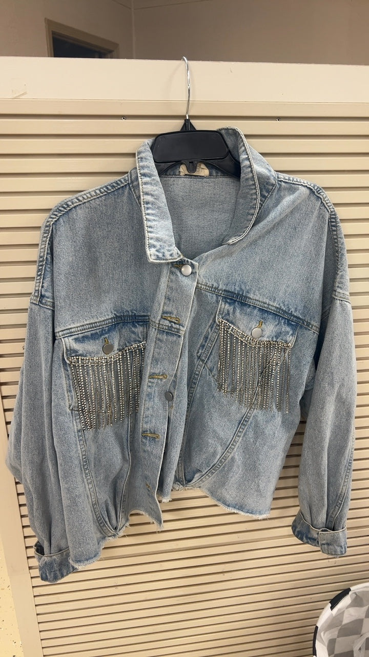 Boutique Fringe Sparkle Jacket Medium