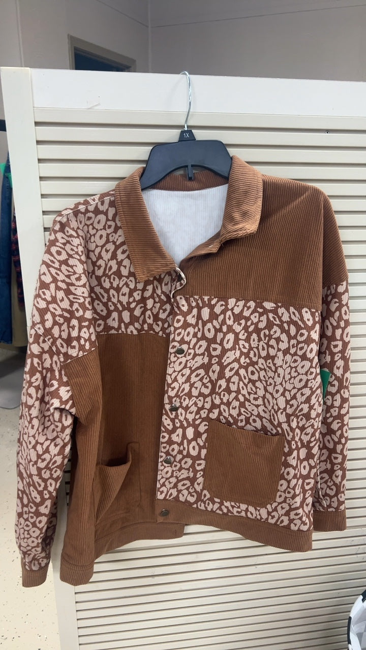 cheetah shacket XL