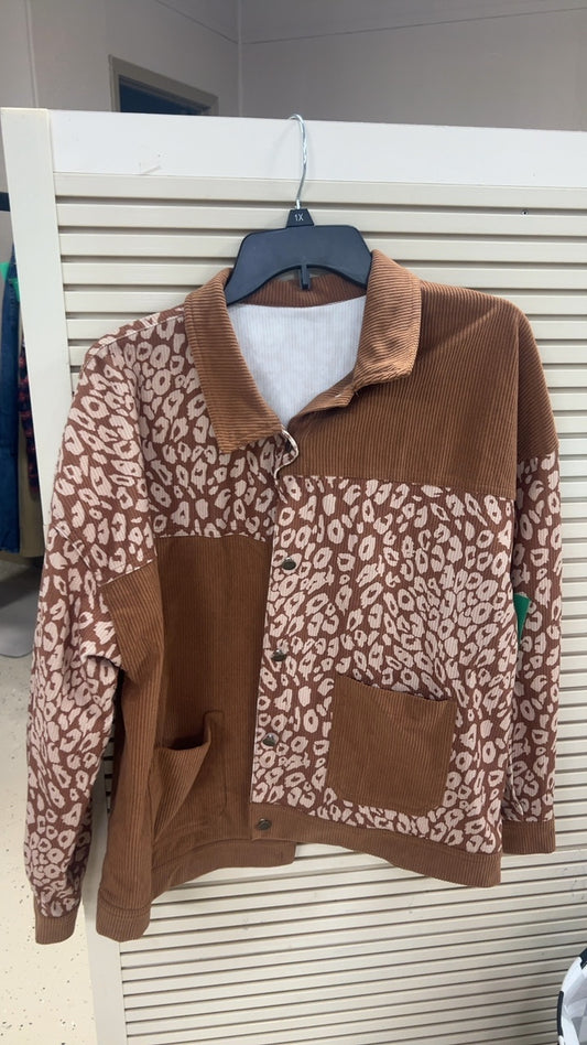cheetah shacket XL
