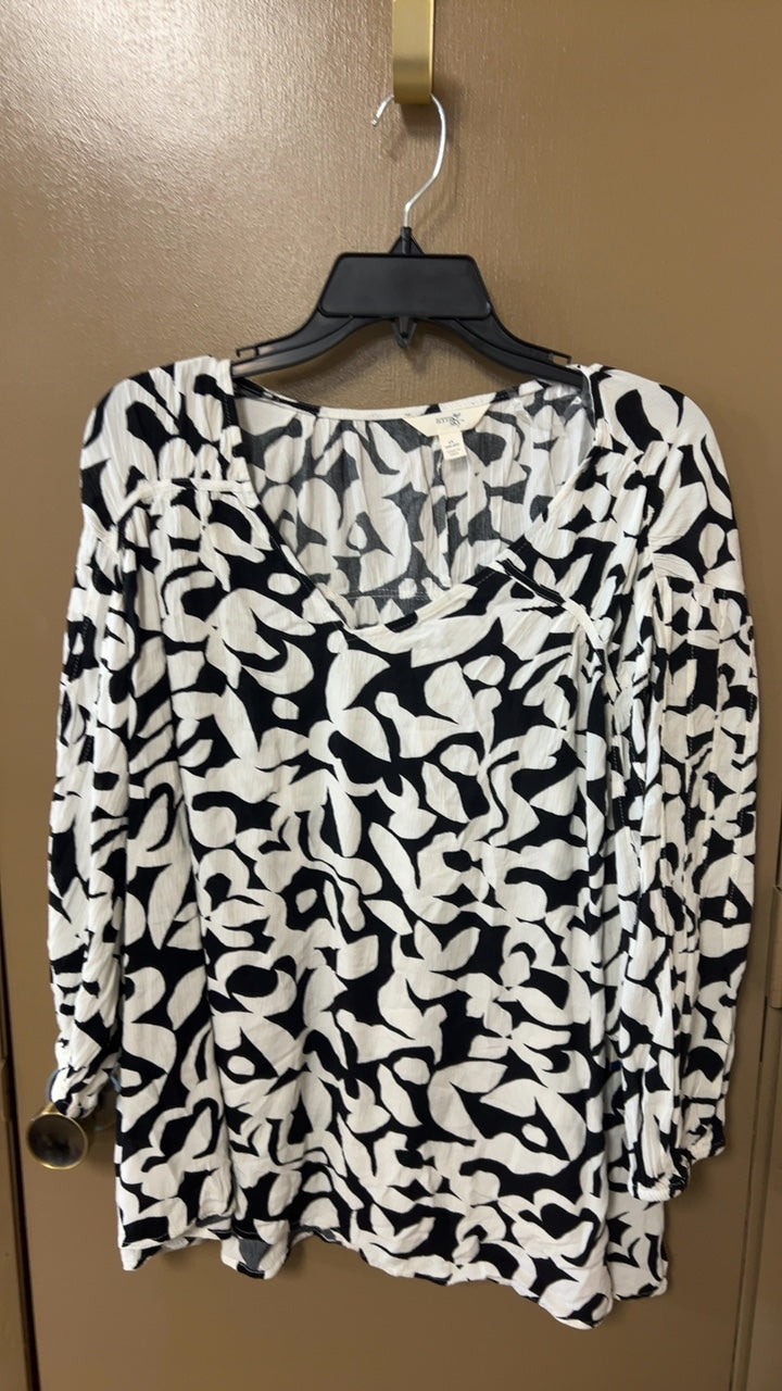 Black/White Blouse 1X