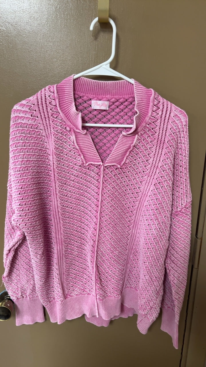 Pink Lily Sweater Small