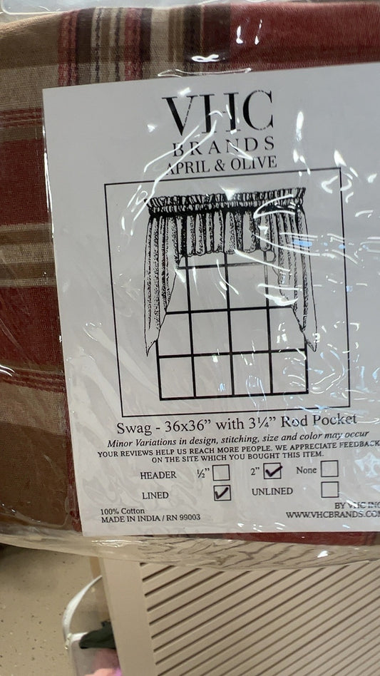 VHC Brands Curtain 36x36 Swag