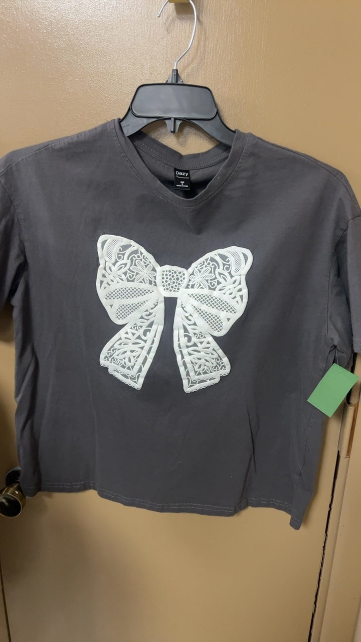 Dazy Lace Bow T-Shirt Medium