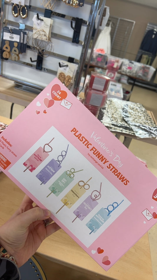 Plastic Straw Valentines Day Set
