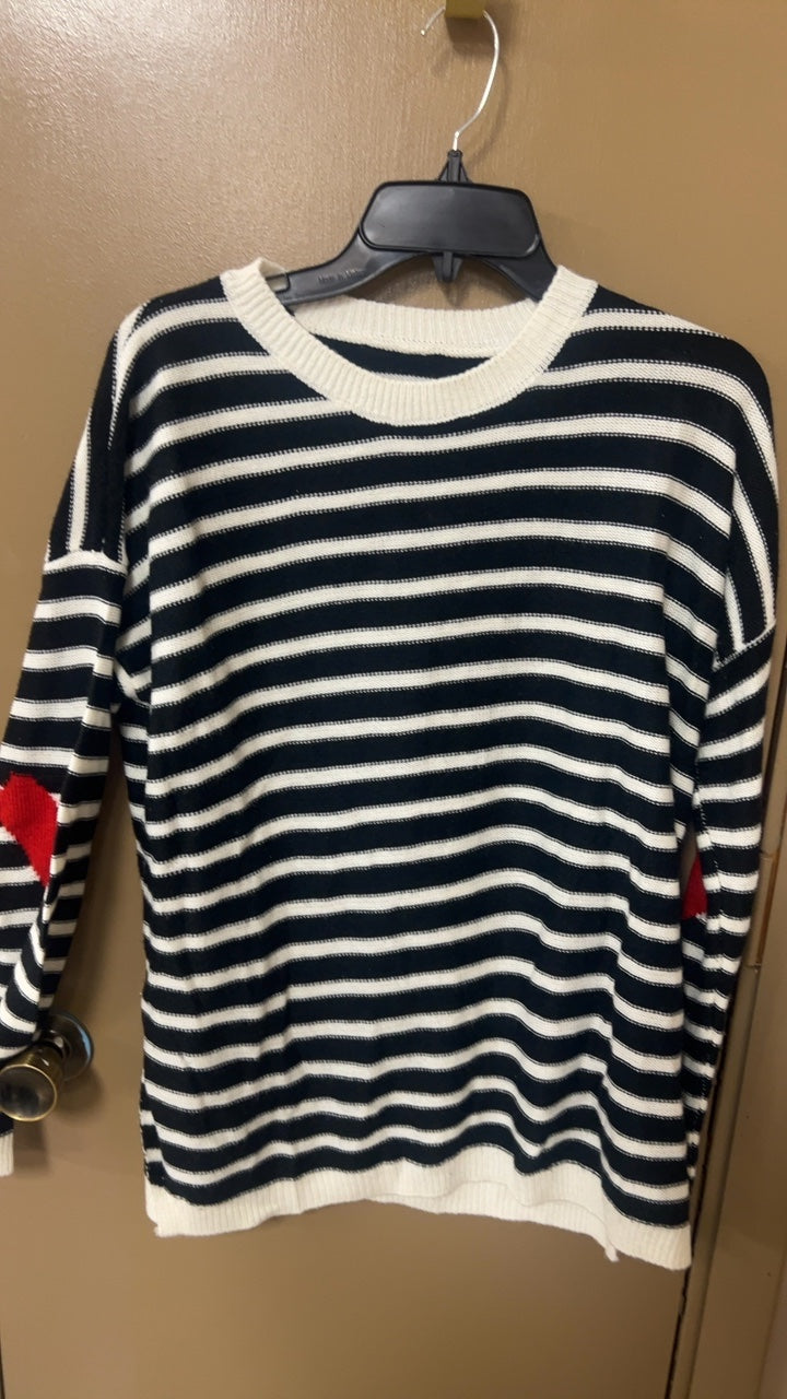 Black/Stripe Heart Sweater Large