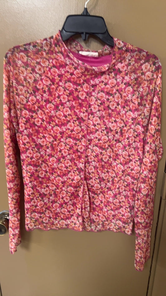 Floral mesh shirt XL
