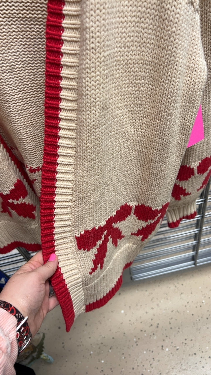 Cardigan Medium red bow
