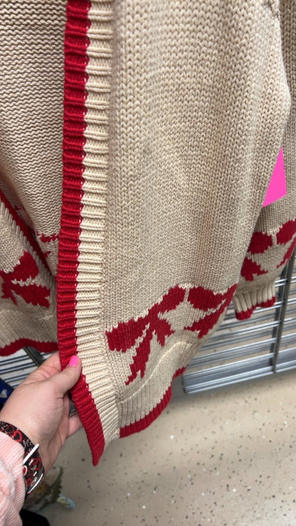 Cardigan Medium red bow