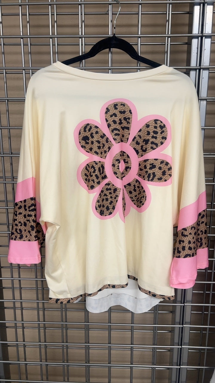 Cheetah Floral Shirt Large