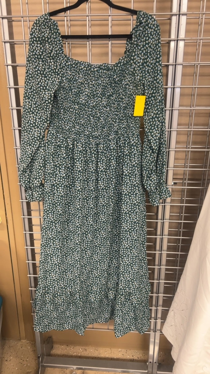Green Floral Dress Large