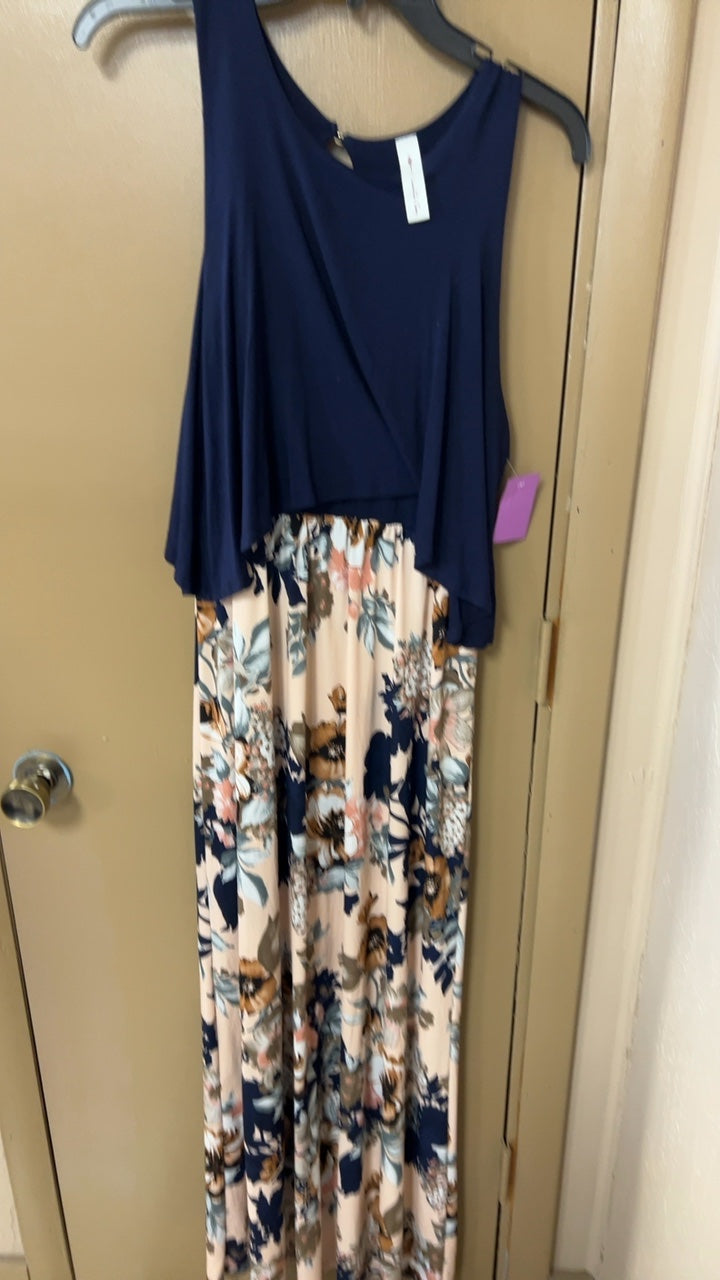 Navy Floral Dress Large