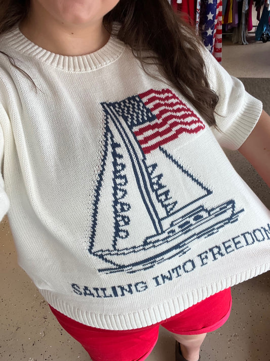 Sailing into Freedom Short Sleeve Sweater