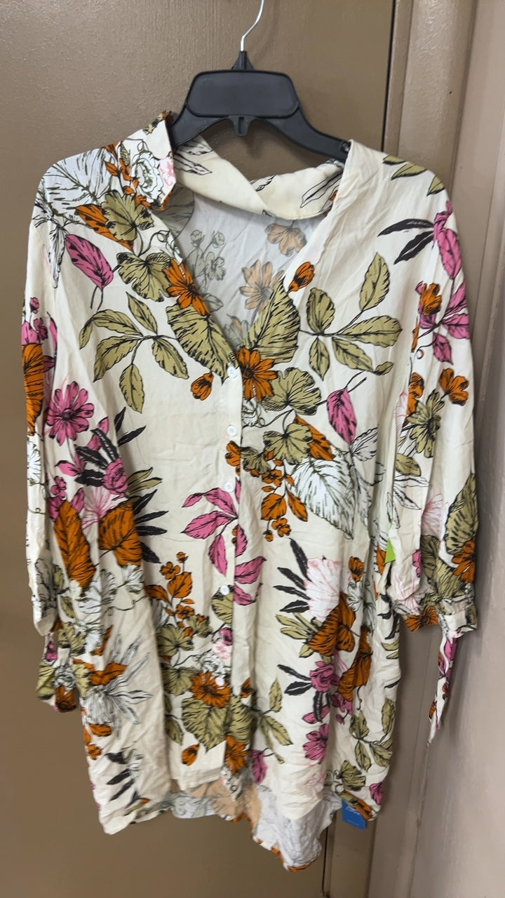 Shirt XXL Cream floral pattern
