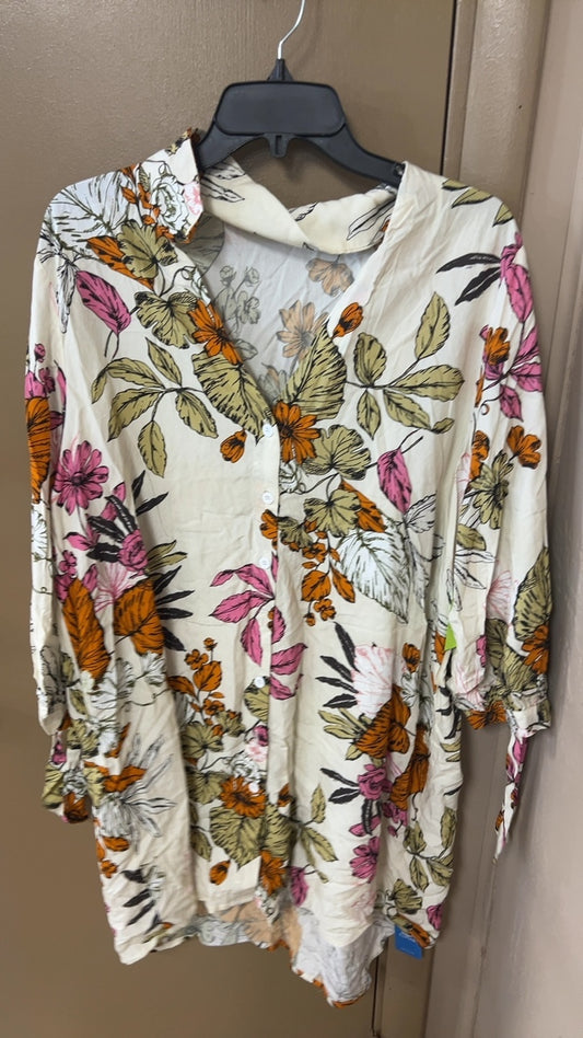 Shirt XXL Cream floral pattern