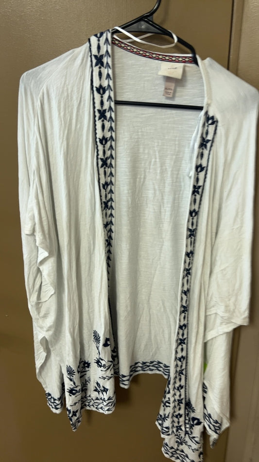 Shawl XL White and navy blue