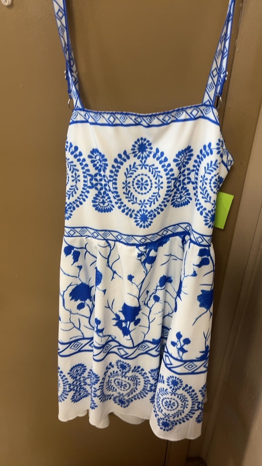 Dress Large White and Blue