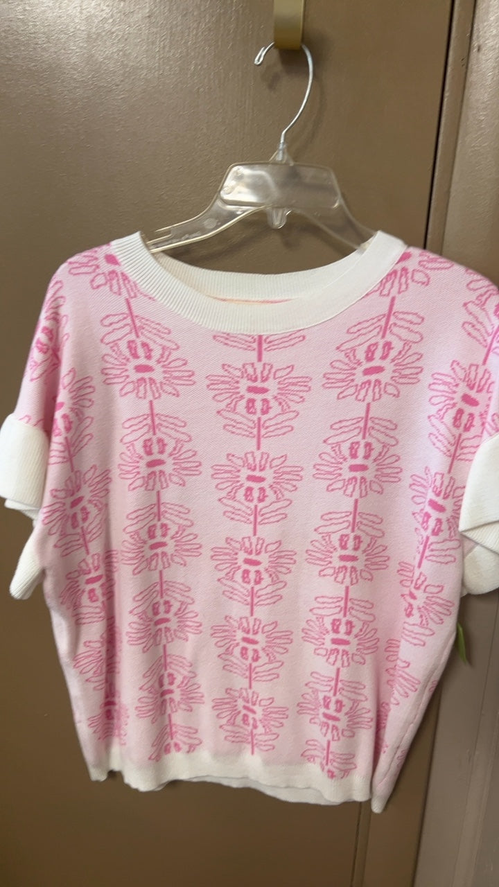 Sweater Large Pink and White