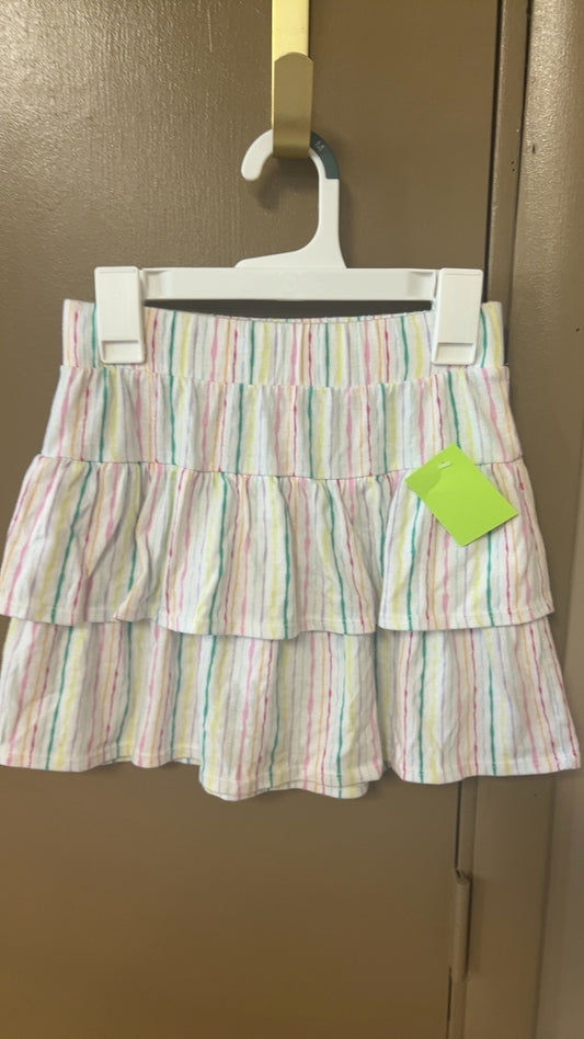 Skirt YOUTH 6/7 Multicolor (White base with pink, yellow, green, and blue stripes)