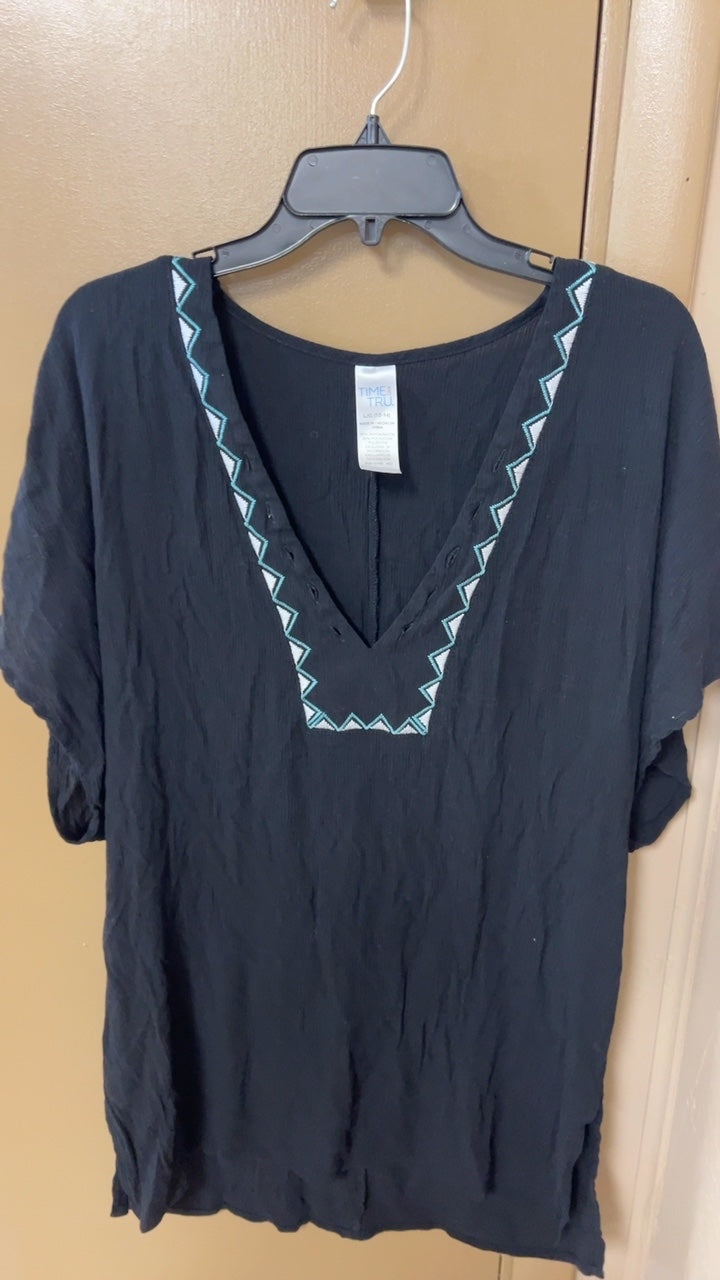 TIME AND TRU Swim coverup Large Black