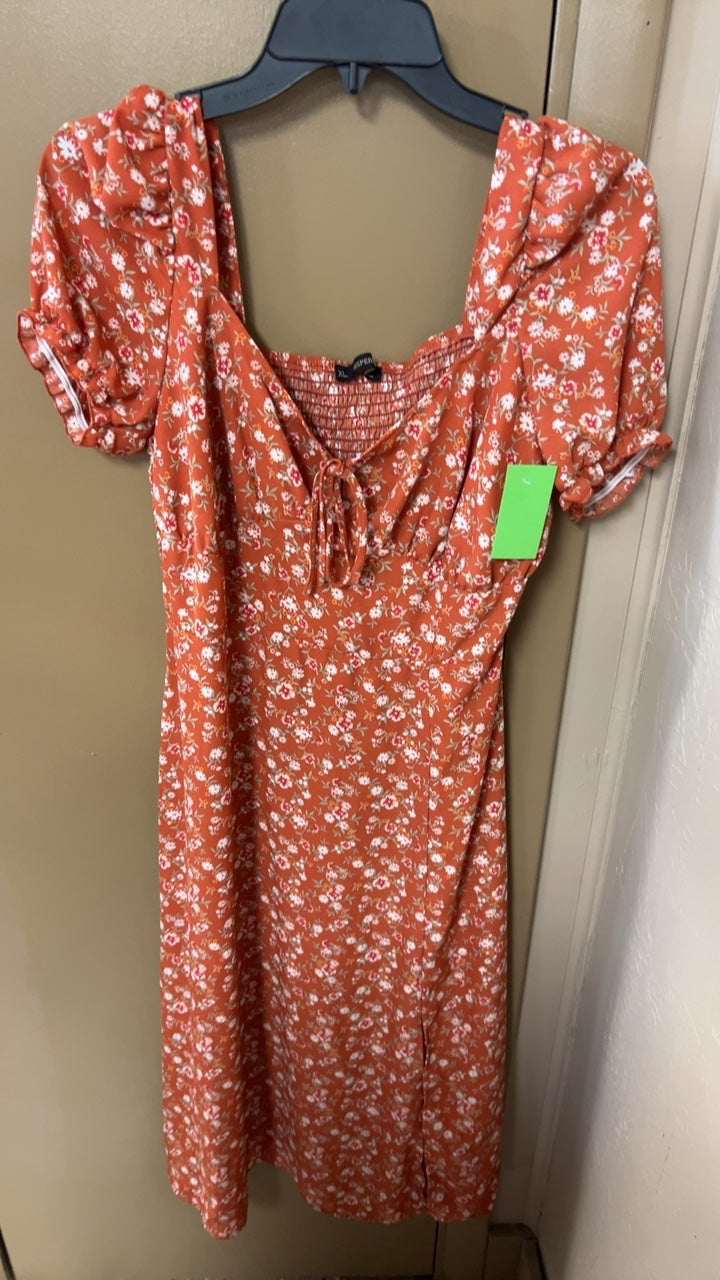 Dress XL Orange with white floral pattern