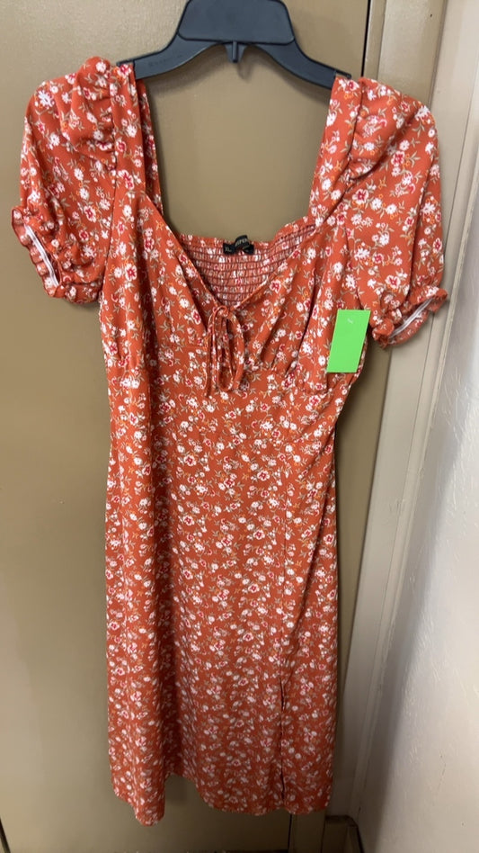 Dress XL Orange with white floral pattern