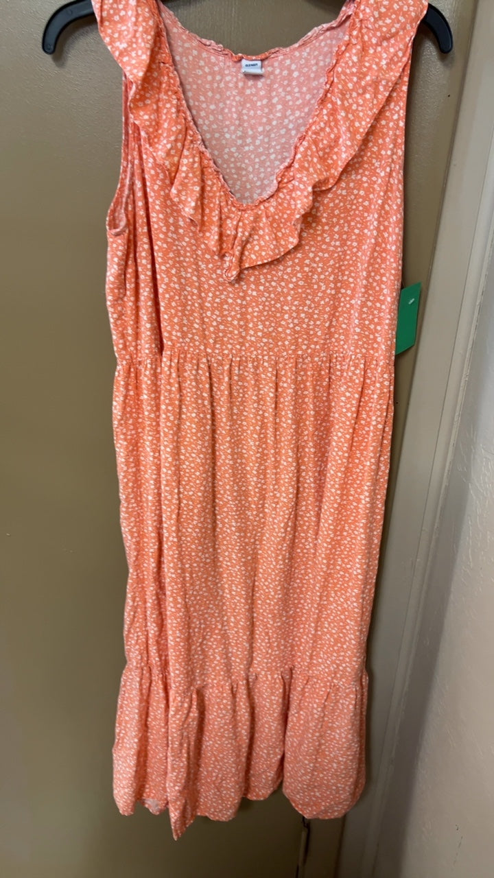 Old Navy Dress Large Peach with white pattern