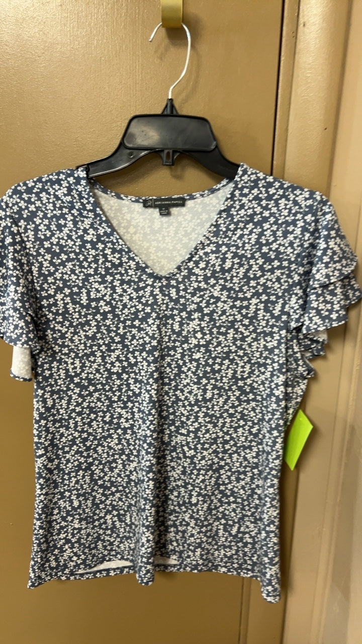 Blouse Medium blue with white floral pattern