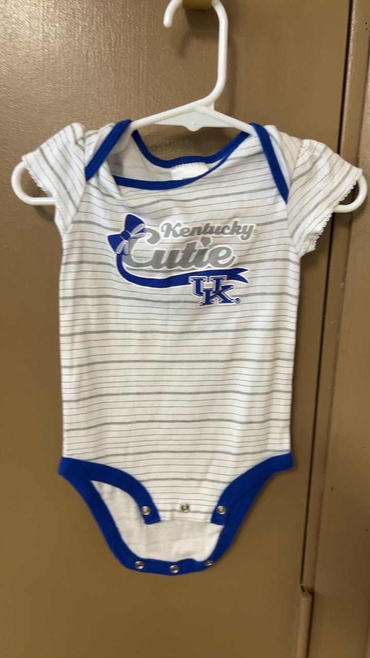 Kentucky Romper YOUTH 6/9 Months White with blue accents