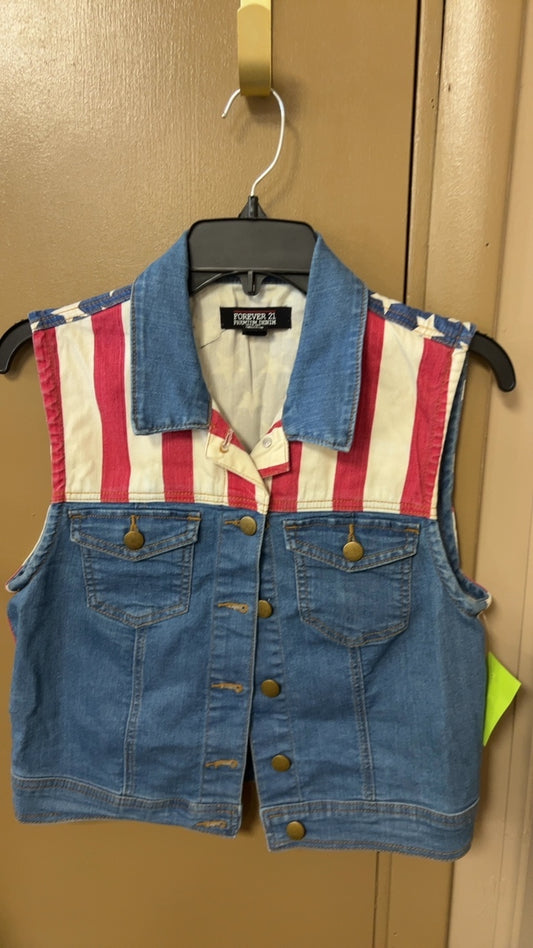 Forever 21 Vest Small Blue, Red, White