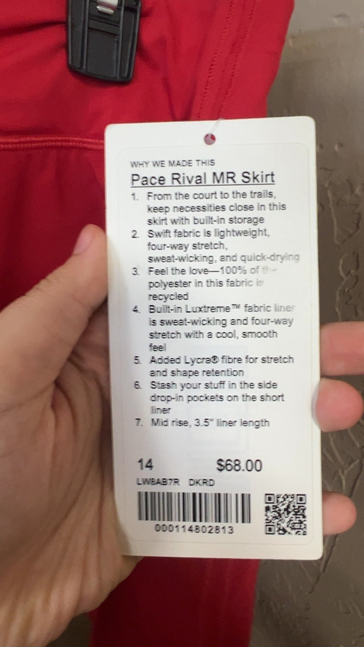 Lululemon Skirt 14 Red