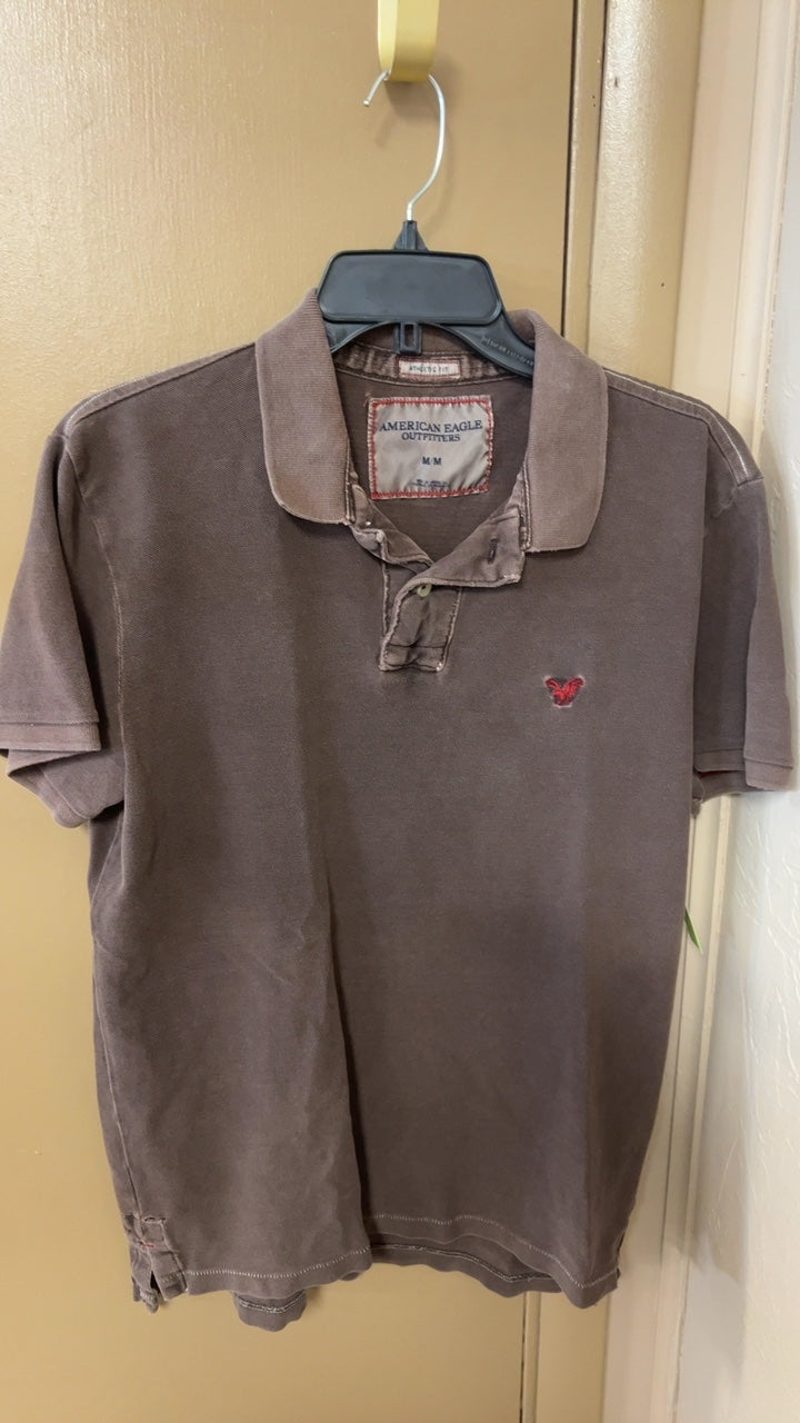 American Eagle Polo Shirt MENS MEDIUM Brown