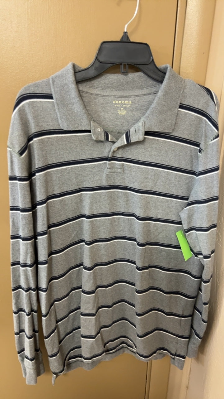 Sonoma Shirt Medium Gray with black and white stripes