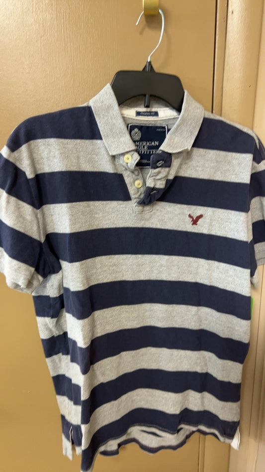 American Eagle Outfitters Polo Shirt MENS MEDIUM Navy and Gray