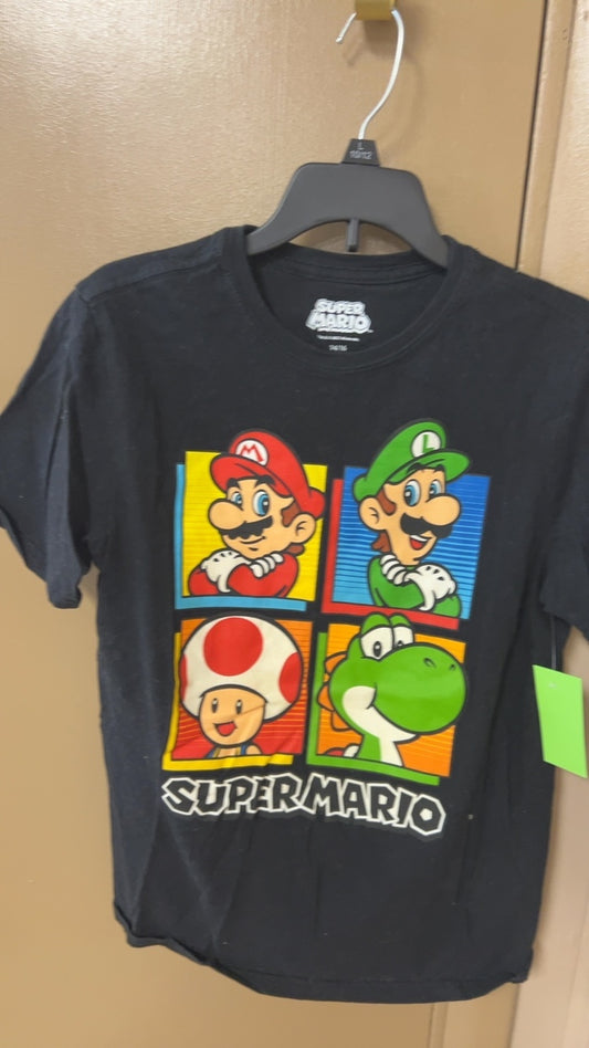 Super Mario T-Shirt YOUTH 14/16 Black