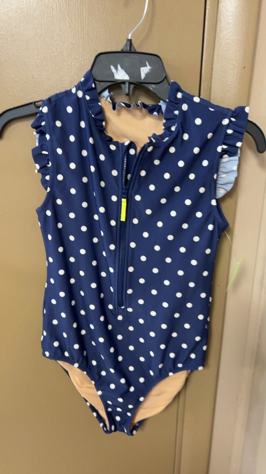 Swimsuit Youth 14 Navy blue with white polka dots