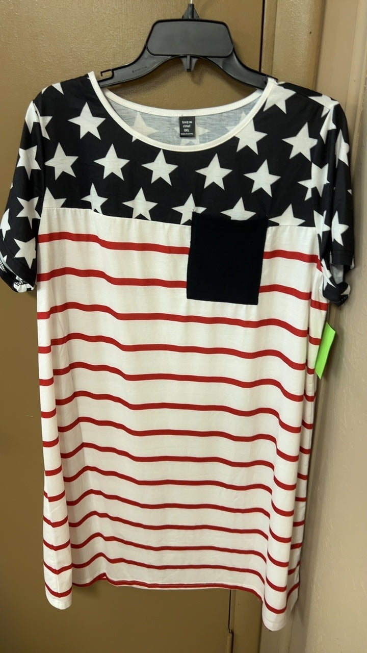 SHEIN T-Shirt Dress 0XL Red, White, Black