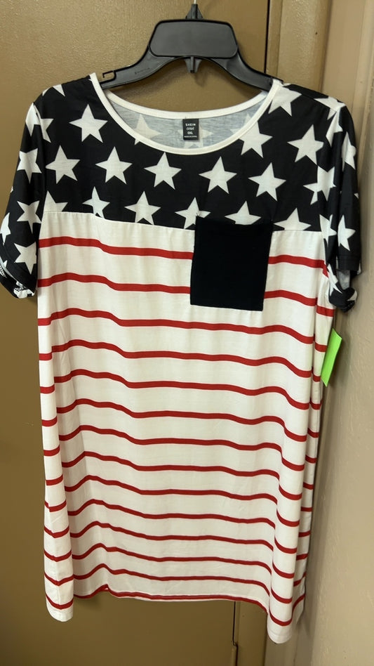 SHEIN T-Shirt Dress 0XL Red, White, Black