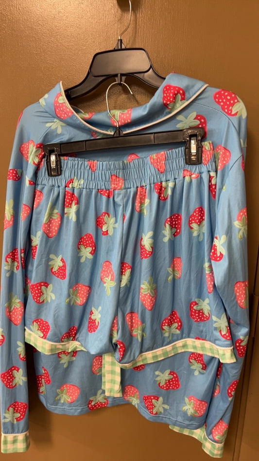 Pink Lily Pajama Set Light blue