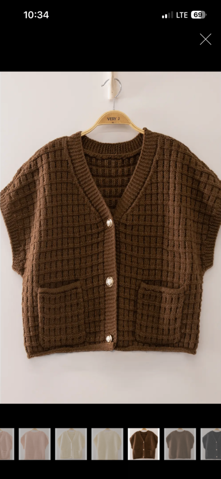Waffle Textured Cardigan Chocolate 